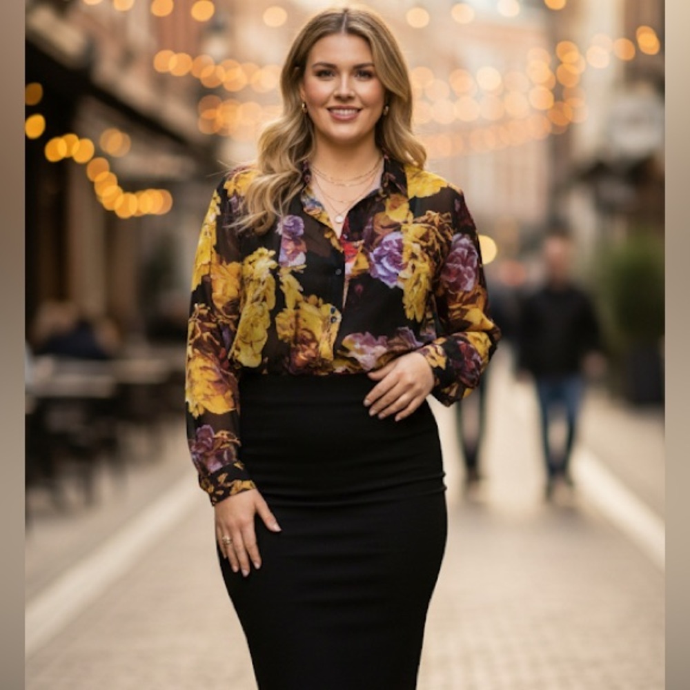 Black Floral Blouse